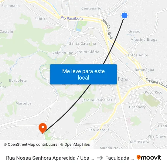 Rua Nossa Senhora Aparecida / Ubs Nossa Senhora Aparecida to Faculdade De Letras map