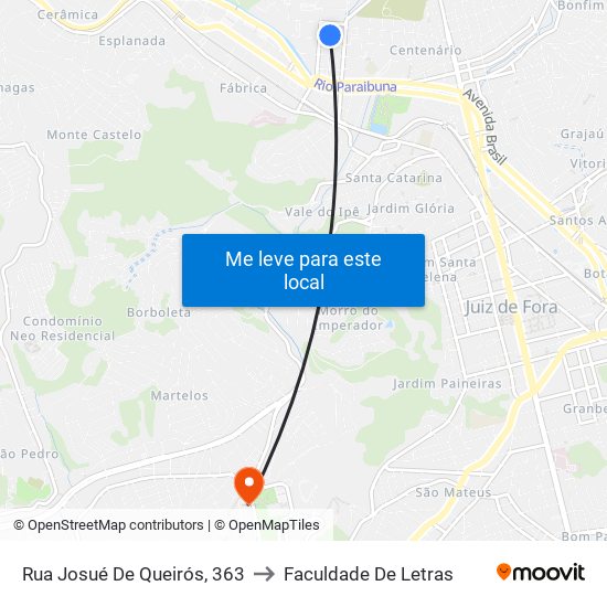 Rua Josué De Queirós, 363 to Faculdade De Letras map