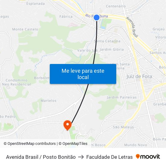 Avenida Brasil / Posto Bonitão to Faculdade De Letras map