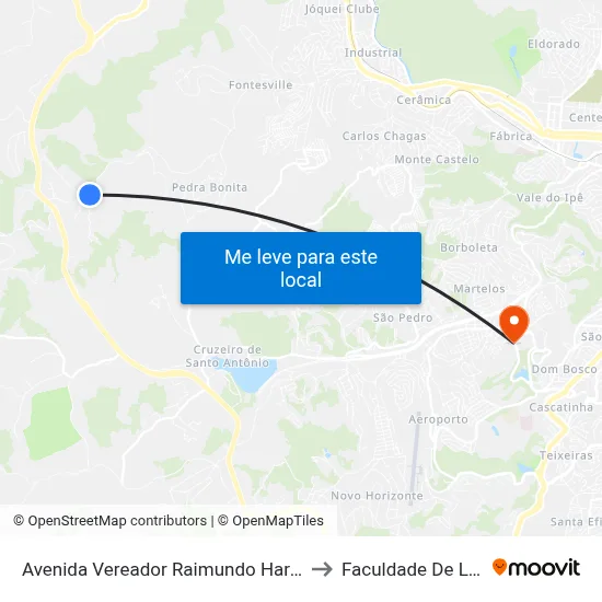 Avenida Vereador Raimundo Hargreaves to Faculdade De Letras map