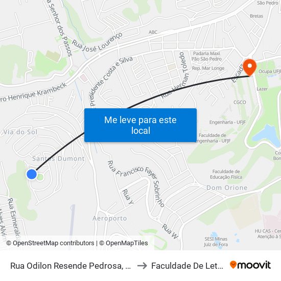 Rua Odilon Resende Pedrosa, 188 to Faculdade De Letras map