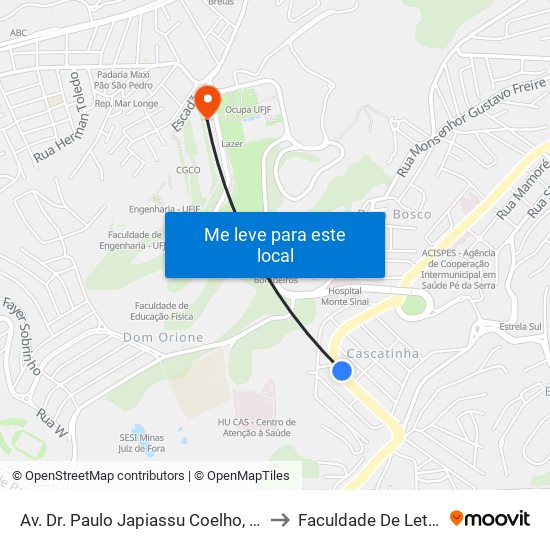 Av. Dr. Paulo Japiassu Coelho, 334 to Faculdade De Letras map