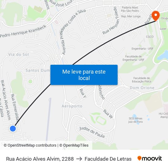 Rua Acácio Alves Alvim, 2288 to Faculdade De Letras map