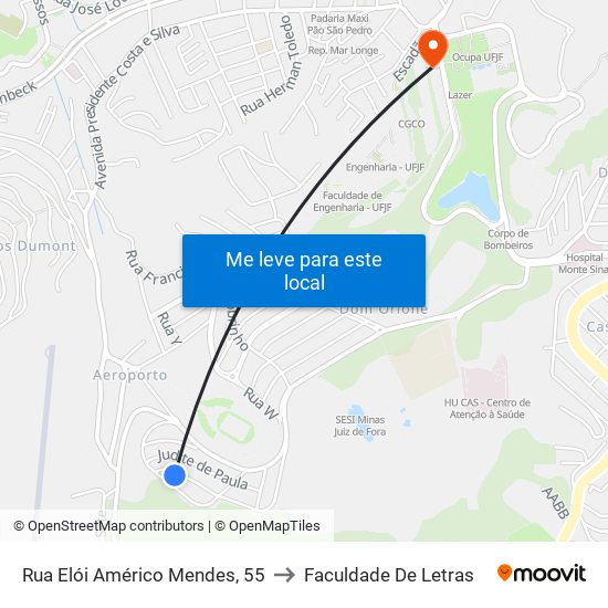 Rua Elói Américo Mendes, 55 to Faculdade De Letras map