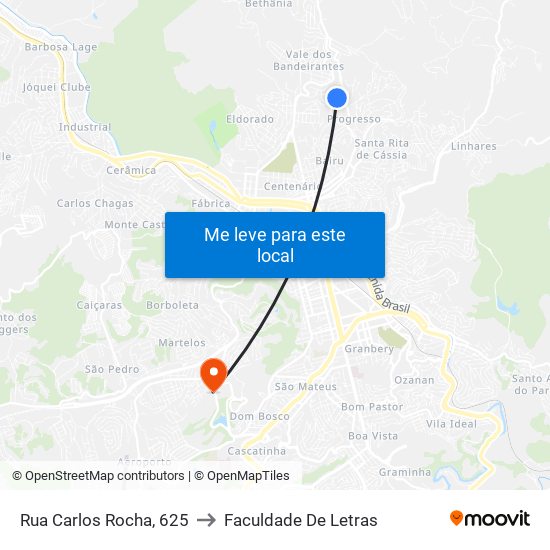 Rua Carlos Rocha, 625 to Faculdade De Letras map