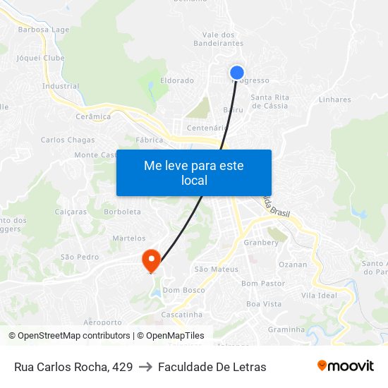 Rua Carlos Rocha, 429 to Faculdade De Letras map