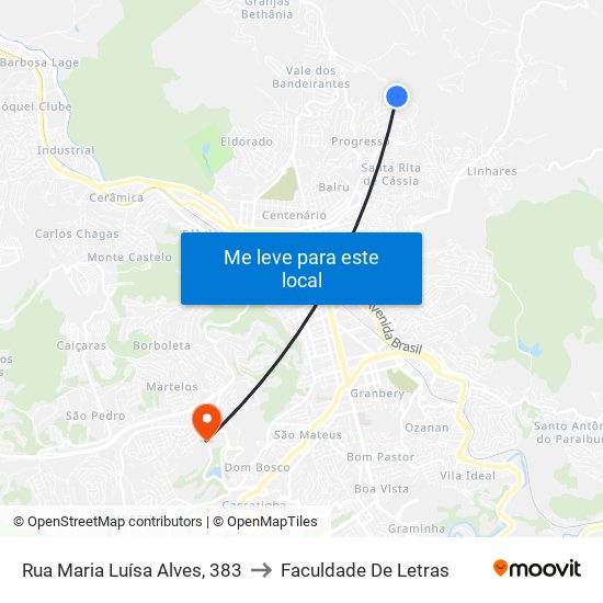 Rua Maria Luísa Alves, 383 to Faculdade De Letras map