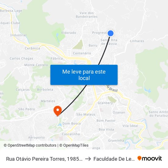 Rua Otávio Pereira Torres, 1985-2101 to Faculdade De Letras map