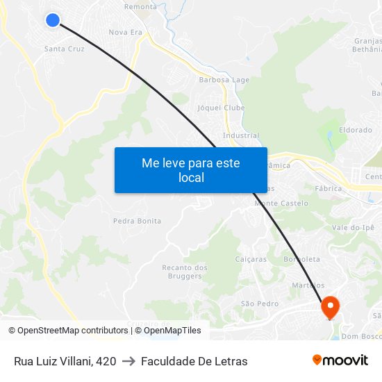 Rua Luiz Villani, 420 to Faculdade De Letras map