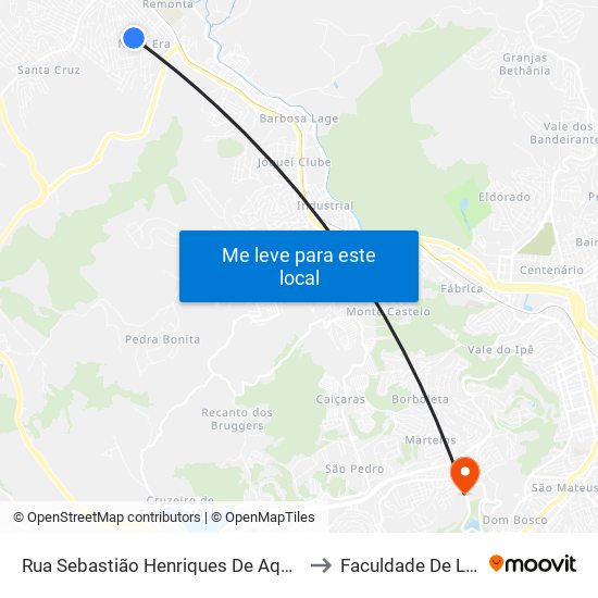 Rua Sebastião Henriques De Aquino, 288 to Faculdade De Letras map