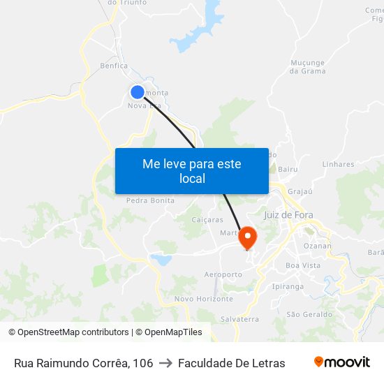 Rua Raimundo Corrêa, 106 to Faculdade De Letras map