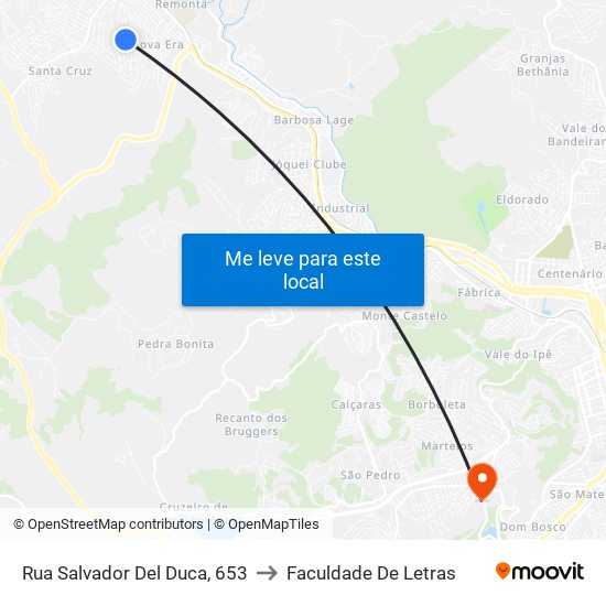 Rua Salvador Del Duca, 653 to Faculdade De Letras map
