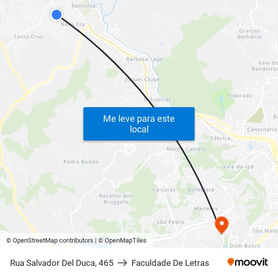 Rua Salvador Del Duca, 465 to Faculdade De Letras map