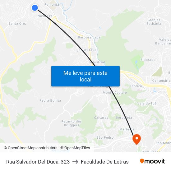 Rua Salvador Del Duca, 323 to Faculdade De Letras map