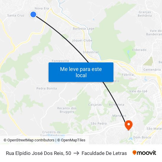 Rua Elpídio José Dos Reis, 50 to Faculdade De Letras map