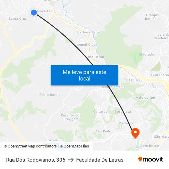 Rua Dos Rodoviários, 306 to Faculdade De Letras map
