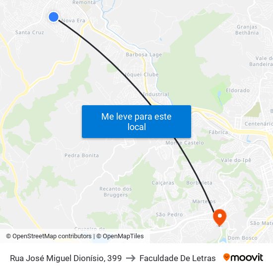 Rua José Miguel Dionísio, 399 to Faculdade De Letras map