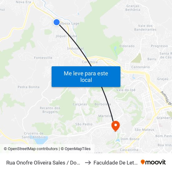 Rua Onofre Oliveira Sales / Doctum to Faculdade De Letras map