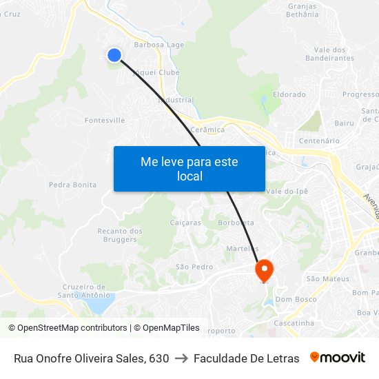 Rua Onofre Oliveira Sales, 630 to Faculdade De Letras map