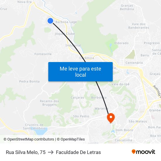 Rua Silva Melo, 75 to Faculdade De Letras map