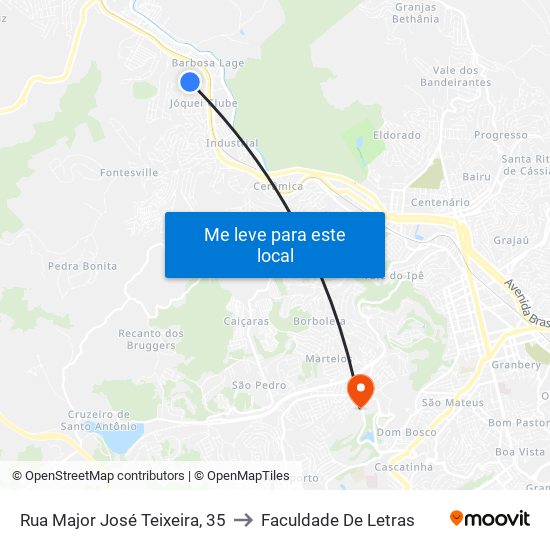 Rua Major José Teixeira, 35 to Faculdade De Letras map