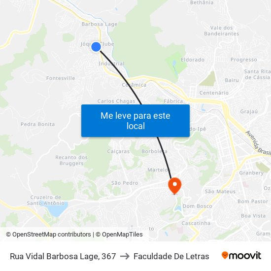 Rua Vidal Barbosa Lage, 367 to Faculdade De Letras map