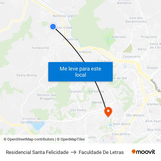 Residencial Santa Felicidade to Faculdade De Letras map