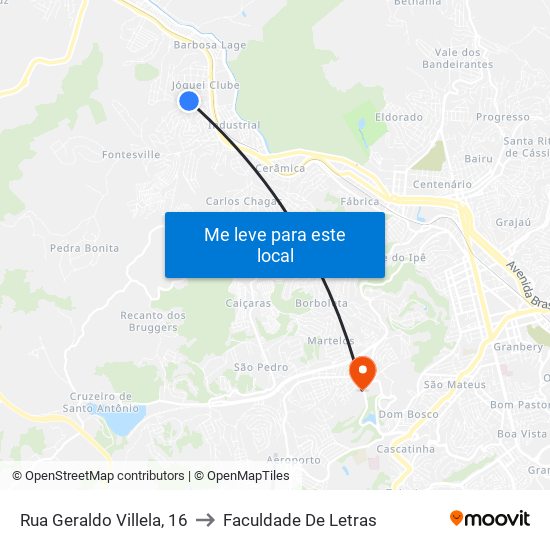 Rua Geraldo Villela, 16 to Faculdade De Letras map