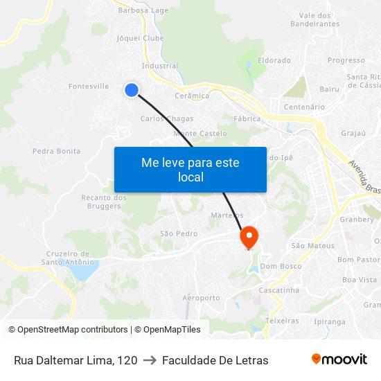 Rua Daltemar Lima, 120 to Faculdade De Letras map