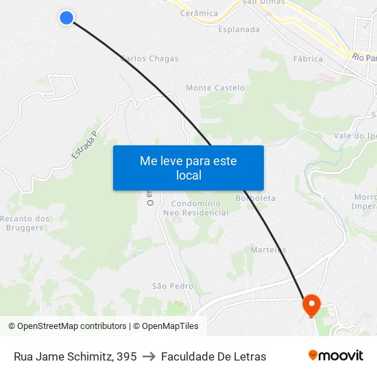 Rua Jame Schimitz, 395 to Faculdade De Letras map