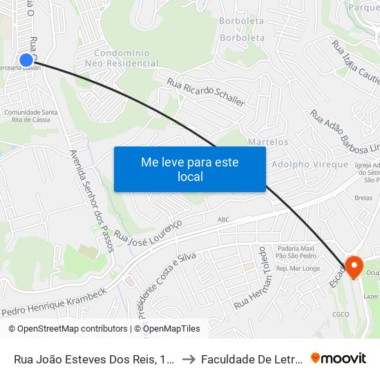 Rua João Esteves Dos Reis, 153 to Faculdade De Letras map