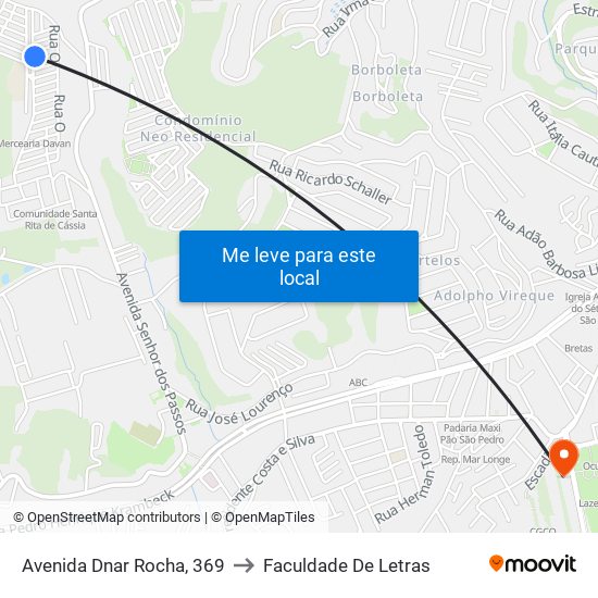 Avenida Dnar Rocha, 369 to Faculdade De Letras map