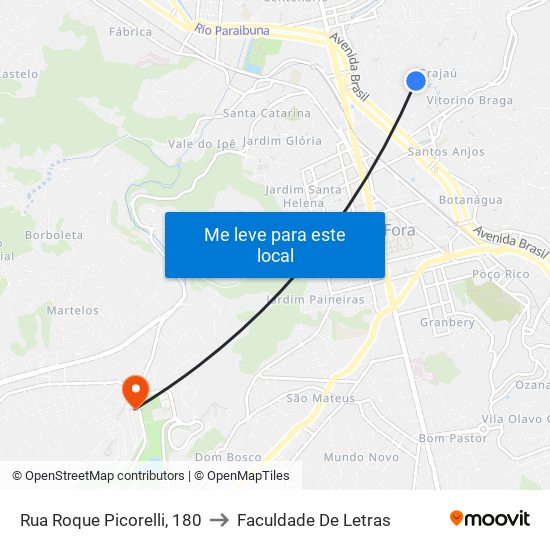 Rua Roque Picorelli, 180 to Faculdade De Letras map