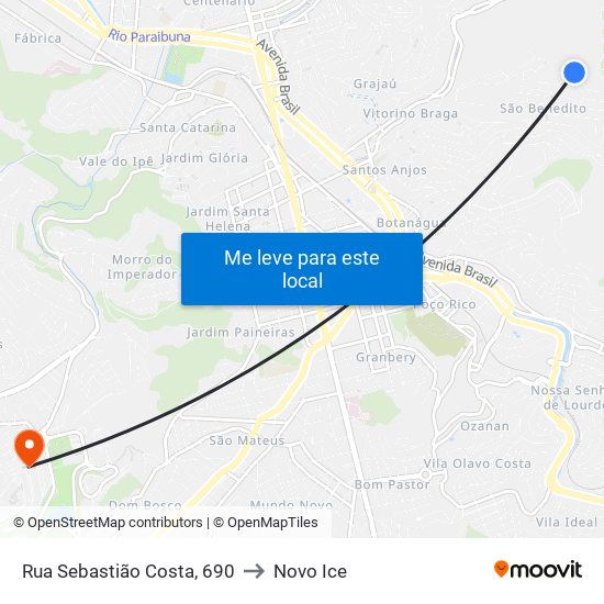 Rua Sebastião Costa, 690 to Novo Ice map