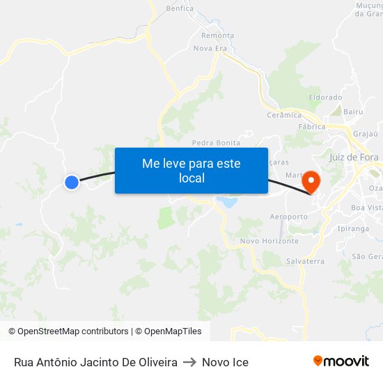 Rua Antônio Jacinto De Oliveira to Novo Ice map