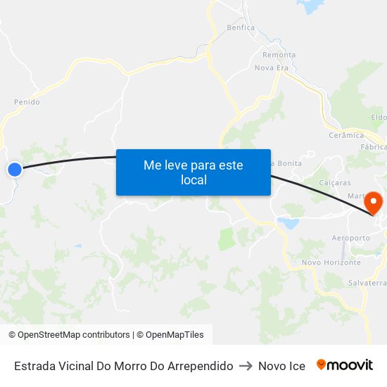 Estrada Vicinal Do Morro Do Arrependido to Novo Ice map