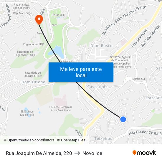 Rua Joaquim De Almeida, 220 to Novo Ice map