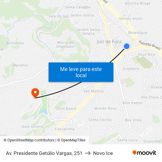 Av. Presidente Getúlio Vargas, 251 to Novo Ice map