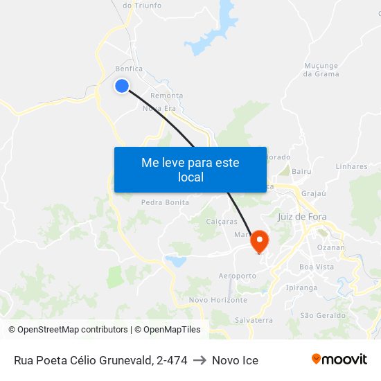 Rua Poeta Célio Grunevald, 2-474 to Novo Ice map