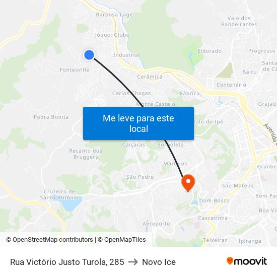 Rua Victório Justo Turola, 285 to Novo Ice map