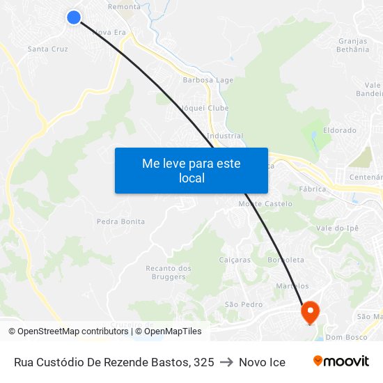 Rua Custódio De Rezende Bastos, 325 to Novo Ice map