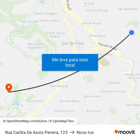 Rua Carlita De Assis Pereira, 125 to Novo Ice map