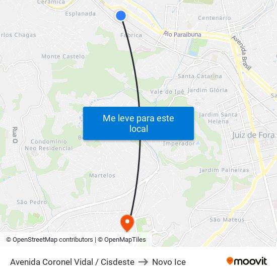 Avenida Coronel Vidal / Cisdeste to Novo Ice map