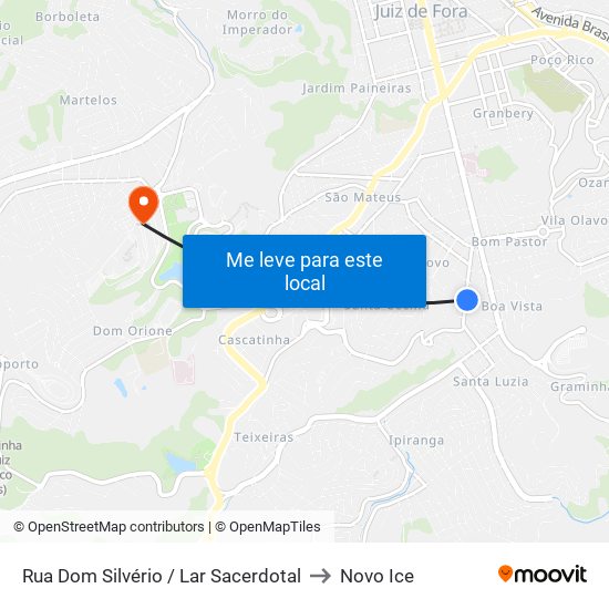 Rua Dom Silvério / Lar Sacerdotal to Novo Ice map