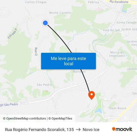 Rua Rogério Fernando Scoralick, 135 to Novo Ice map