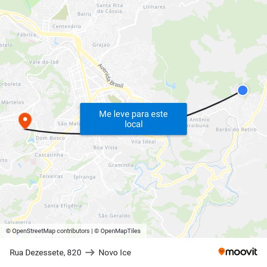 Rua Dezessete, 820 to Novo Ice map