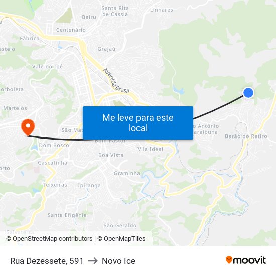 Rua Dezessete, 591 to Novo Ice map