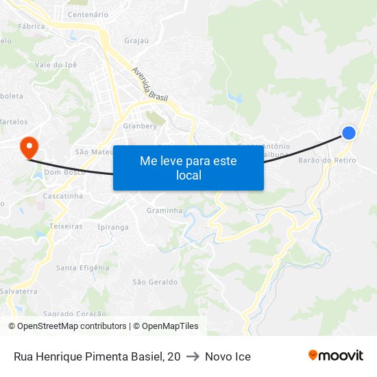 Rua Henrique Pimenta Basiel, 20 to Novo Ice map