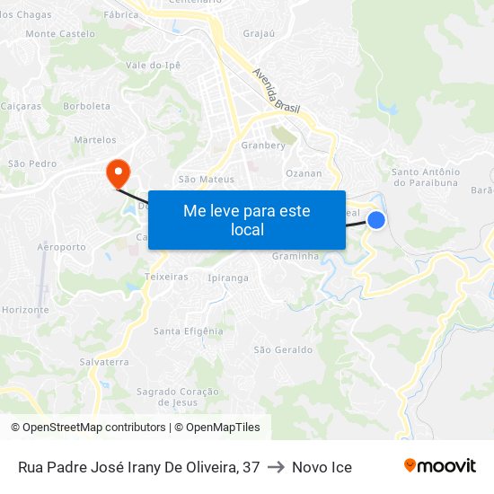 Rua Padre José Irany De Oliveira, 37 to Novo Ice map