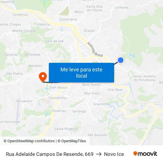 Rua Adelaíde Campos De Resende, 669 to Novo Ice map